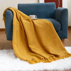 Soft Luxuries Throw Blankets Knit Comfort for Home Sofa Couch Decorative Knitted Handmade Farmhouse Fringe Blanket