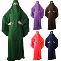 Nouvelle Robe Longue du Moyen-Orient Grande Taille Dubaï Thobe Prière Modeste Abaya Khimar Ensemble Hijab Niqab Jilbab Vêtement Islamique