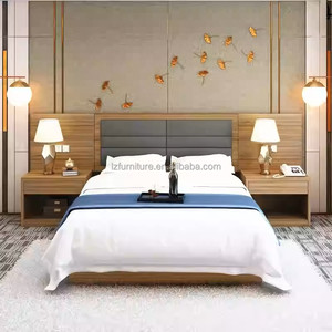 Ensembles complets de mobilier de chambre d'hôtel : Lit simple en bois avec tête de lit, tables de chevet et meuble TV pour projet hôtelier 3 étoiles OEM - Product Image 5
