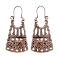 Anting Hoop Coklat Vintage Baru Motif Bunga Geometris Berlapis Perunggu Antik Perhiasan Fashion dari Paduan Logam