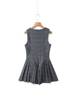 Robe d'été pour femme en lin mélangé à carreaux, coupe trapèze, décontractée, idéale pour la plage ou les soirées.