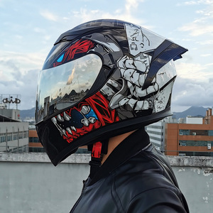 Casco de Motocicleta de Diseño con Doble Lente Unisex en ABS para Adultos, Protector de Cabeza para Motocicleta - Product Image 1