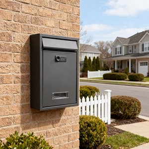 Boîte aux lettres murale en acier inoxydable antivol, étanche, résistante à la rouille, 5L, avec revêtement en poudre, pour usage domestique avec support POST - Product Image 6