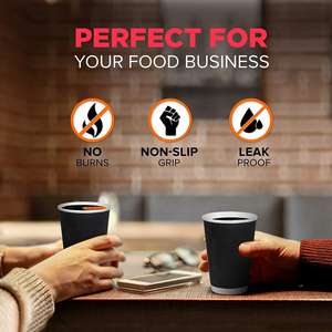 Vasos de Papel Desechables 100% Biodegradables, <span class=keywords><strong>Precio</strong></span> de Fábrica, 8 OZ, Impresión Personalizada, Pared Ondulada, Vaso de Papel Negro para Café, Bebidas Calientes - Product Image 5