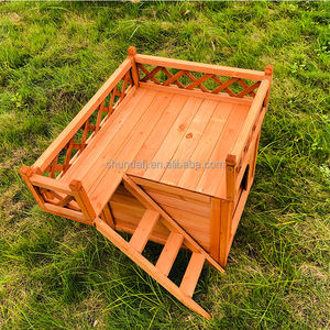 SDD001 kandang anjing kayu dalam ruangan modis dengan pola cetak rumah hewan peliharaan luar ruangan dan tangga kandang anjing untuk anjing kecil - Product Image 2