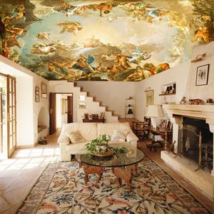 วอลเปเปอร์เพดานลายโบสถ์ 3 มิติ สไตล์ยุโรปย้อนยุค ภาพจิตรกรรมฝาผนังสั่งทำ - Product Image 2