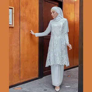 SIPO Eid Indonesia Custom Made Modern Muslim Women Dress Raya Malaysia Women Embroidery Pink Baju Kurung