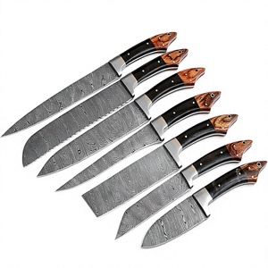 Ensemble de couteaux de chef faits à la main en acier Damas avec manche en bois, ensemble de cuisine, couteau d'extérieur - Product Image 1