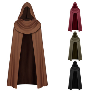 Mantello con Cappuccio per Halloween, Costume da <span class=keywords><strong>Cosplay</strong></span> per Adulti, Abito Lungo da Sacerdote Medievale Marrone - Product Image 1