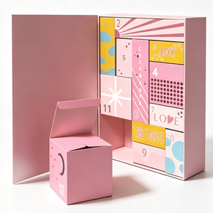 Boîte de calendrier de l'avent premium imprimée pour marques de beauté, avec 12 tiroirs surprise quotidiens et logo, pour emballage cadeau - Product Image 1
