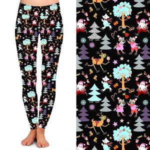 Gran oferta, estampado de Color azul marino, Color arcoíris, pata de perro, estampado de hueso, polainas suaves de cintura alta - Product Image 4