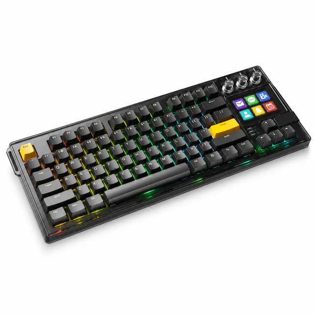 Black 87 Keys Mechanical Keyboard, RGB Backlit Wired Ergonomic for Office Gaming Windows Mac Laptop