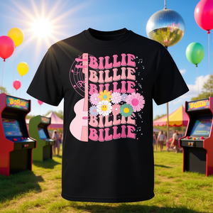 T-shirt personnalisé Billie rétro groovy des années 80 pour filles - Product Image 3