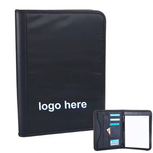 Carpeta Portafolio de Oficina Multifuncional A4 de Cuero PU con Cierre y Logotipo Personalizado Promocional - Product Image 1