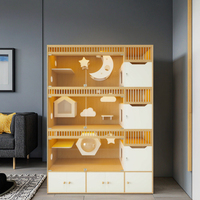Maison pour chat en bois massif de qualité supérieure, villa de luxe pour chat avec cage en verre, enclos spacieux pour chat, mobilier pour chats d'intérieur