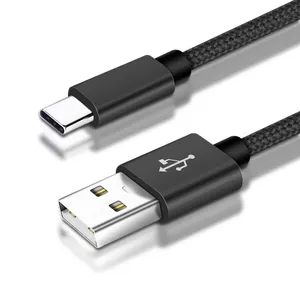 Factory Supplier Multicolor 3ft 6ft 1m 2m Nylon Braided USB Type C Data Cable Fast Charging USB Cable For Samsung
