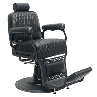 Fauteuil de barbier classique de luxe, structure en métal chromé doré, appui-tête réglable, fauteuil inclinable pour salon de coiffure, équipement de salon de barbier