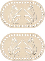 Base de sac en bois poli 2 pièces avec motif d'herbe outil de tissage de fond de panier ovale bricolage pour la décoration de souvenirs de cadeaux en bambou