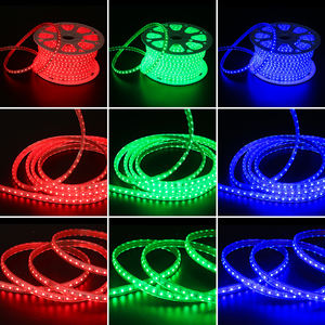 Bande Lumineuse <span class=keywords><strong>LED</strong></span> RVB Étanche IP65 Extérieure 220V, 60 <span class=keywords><strong>LED</strong></span>/m, Couleurs Changeantes, SMD 5050, Découpable, avec Télécommande - Product Image 2