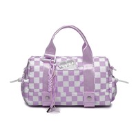 Sac à main à fermeture éclair imperméable à carreaux avec logo personnalisé, orné de cordes tissées, sac à bandoulière quotidien pour femmes
