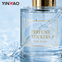 Rouleau d'étiquettes personnalisées transparentes dorées pour parfum, autocollant adhésif résistant à l'eau et aux rayures, écologique et durable pour bouteilles cosmétiques