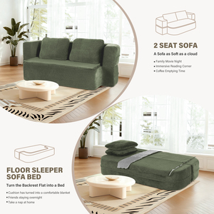 Sofá Cama Convertible Queen de 78 Pulgadas, Modelo Cloud, sin Estructura, con Manta, Tela Scott, Sofá Modular de Dos Plazas, Esponja de Alta Densidad, Sin Necesidad de Ensamblaje - Product Image 6