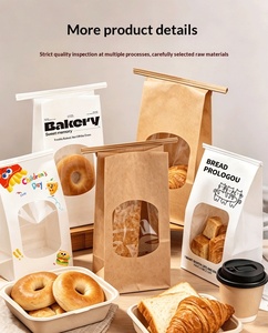 Kantong Kemasan Roti/Kue dari Kertas Kraft Anti Minyak, Lapisan Laminasi, Dasar Rata, Food Grade, Grosir - Product Image 2