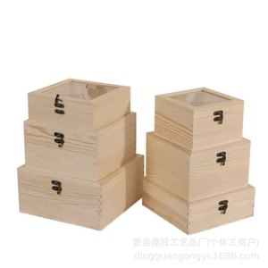 Wooden <b>Gift</b> Box With Glass Lid Rectangular Flip Top Style For Wedding Favors Candy Storage - Product Image 5