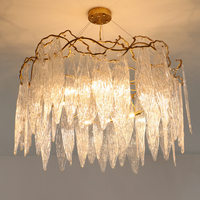 Lustre en cristal et cuivre massif post-moderne, suspension de luxe pour salon, chambre de villa française, salle à manger, éclairage artistique en verre