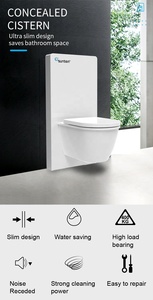 Citerne dissimulée pour toilettes suspendues, mécanisme de <span class=keywords><strong>chasse</strong></span> d'eau en céramique, toilettes modernes avec citerne en verre - Product Image 2