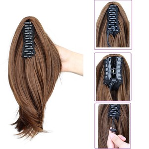 Queue <span class=keywords><strong>de</strong></span> <span class=keywords><strong>cheval</strong></span> synthétique courte micro-bouclée pour <span class=keywords><strong>femme</strong></span> avec pince à griffes en fibre haute température - Product Image 4
