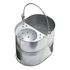 Seau à serpillière ovale robuste galvanisé pour usage commercial, industriel et domestique, finition naturelle - Product Image 1