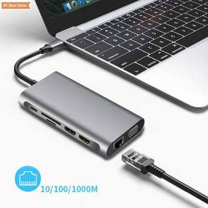 Câble d'extension Jumon Dock à ports multiples Hub USB C 3.1 Adaptateur Displayport Station d'accueil Hub de chargeur pour ordinateur portable 12 en 1 Hub Usb C - Product Image 6