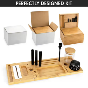 Bán buôn cổ điển VUÔNG THẢO MỘC lưu trữ container các loại thảo mộc hút phụ kiện máy xay Ống cán gỗ Stash box với cán khay - Product Image 2