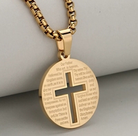 Collier pendentif en acier inoxydable plaqué or 18 carats pour homme et femme pour baptême chrétien, cadeau de fête de Noël