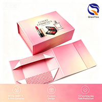 Boîtes rigides magnétiques en papier épais pliables à plat avec film mat de couleur rose, impression personnalisée de qualité supérieure pour cosmétiques