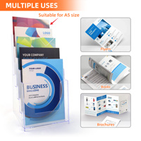 Porte-brochures en plastique, présentoir transparent à 5 niveaux, porte-prospectus, organisateur transparent pour montage mural ou comptoir