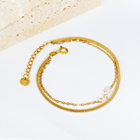 Bracelet N&S en acier inoxydable plaqué or 18 carats avec double couche de zircons et chaîne serpent pour femme, bijoux de mode de luxe léger, vente en gros