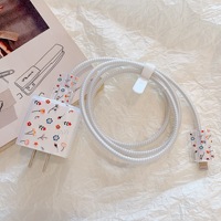 Protectores de Cable de Carga para iPhone 18W 20W, Funda Cubrecable con Diseño Adorable de Dibujos Animados, Protector de Cable de Cargador USB de Silicona TPU