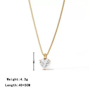 Collier en acier inoxydable plaqué or 18 carats avec zircone en forme <span class=keywords><strong>de</strong></span> cœur, élégant et compact, pour femmes, haute couture - Product Image 6