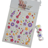 Autocollants pour ongles en relief 5D, fleurs de marguerite, pétales, été, autocollants pour manucure colorés, décalcomanies en plastique, fleurs en relief, art de la manucure, gels