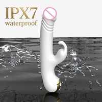 Vente en gros : Dildo vibrant double de luxe, rechargeable, étanche IPX7, avec fonction de poussée et stimulation du point G, pour la masturbation féminine