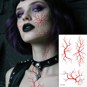 Autocollant de tatouage temporaire pour le corps et le visage, imperméable, blanc, Halloween, <span class=keywords><strong>horreur</strong></span>, <span class=keywords><strong>thriller</strong></span>, écologique, papier de maquillage pour le corps et le visage, design artistique - Product Image 5