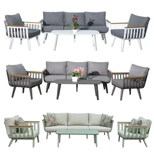Customize Villa Hotel Garden Sofa Set Outdoor Aluminium Luxury Sofa Set Patio Furniture Set With Cushion