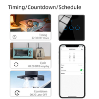 SIXWGH Interrupteur Mural Intelligent Tuya WiFi Tactile avec Panneau en Verre Trempé 1/2/3/4 Gang Télécommande SmartLife Compatible Alice Google Home Alexa