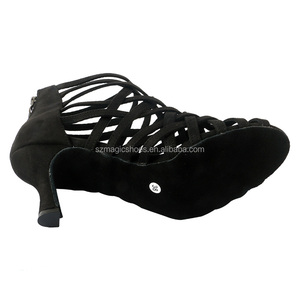 Vente en gros de chaussures de danse <span class=keywords><strong>Salsa</strong></span> Bottes de danse noires en faux daim pour femmes Bottes de danse à bout ouvert Gladiateur Bottes de mode d'été Chaussures de fête Sandales - Product Image 5