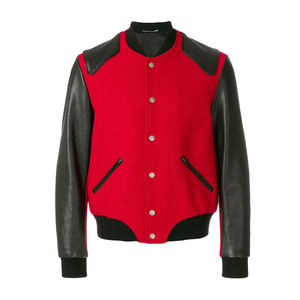 แจ็คเก็ตผ้าซาตินผู้ชายออกแบบใหม่ที่มีแขนหนังทำในปากีสถาน - Product Image 1