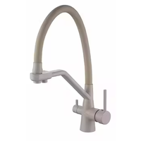 Robinet de cuisine chaud/froid en alliage de zinc, double poignée, finition polie, design moderne, douchette extractible, montage sur plan, valve en céramique