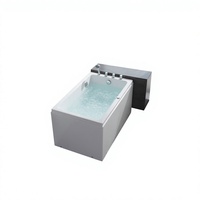 Baignoire bébé moderne autoportante rectangulaire 1,2 m en acrylique à bulles, noire et blanche, écologique, pour bain à remous intérieur, la plus vendue