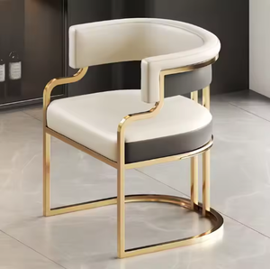 Modern PU Leather Living Room <b>Chair</b> with Gold Metal Frame Solid <b>Back</b> Ergonomic Design for Home Furniture - Product Image 2